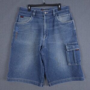 FUBU Baggy Carpenter Jean Shorts Mens 36 (Fits 34x14) Faded Blue Denim Jorts